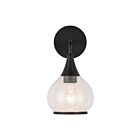 Kuzco Lighting WV524006MBCL Hazel 1-Light 60W Clear Glass and Matte Black Bathroom Vanity Light