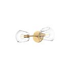 Kuzco Lighting WV548217BGCL Willow 2-Lights 120W Brushed Gold and Clear Glass Bathroom Vanity Light