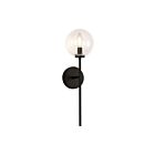 Kuzco Lighting WV549101MBCL Cassia 1-Light 40W Matte Black and Clear Glass Bathroom Vanity Light
