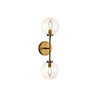 Kuzco Lighting WV549220AGCL Cassia 2-Lights 80W Aged Gold and Clear Glass Bathroom Vanity Light