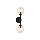 Kuzco Lighting WV549220MBCL Cassia 2-Lights 80W Matte Black and Clear Glass Bathroom Vanity Light