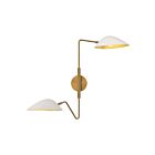 Kuzco Lighting WV550224WHAG Oscar 2-Lights 120W Aged Gold and White Bathroom Vanity Light