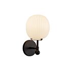 Kuzco Lighting WV579107MBGR Cherise 1-Light 60W Matte Black and Glossy Ribbed Opal Glass Bathroom Vanity Light