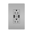 Legrand 1597TRUSBAAGRY 15A 125V Grey Gfci Usb Outlet Receptacle