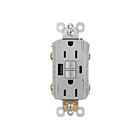 Legrand 1597TRUSBACGRY 15A 125V Grey Gfci Usb Outlet Receptacle
