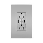 Legrand 1597TRUSBACGRY 15A 125V Grey Gfci Usb Outlet Receptacle
