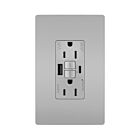 Legrand 1597TRWRUSBACGRY 15A 125V Grey Weather-Resistant Gfci Usb Outlet Receptacle