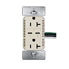 Legrand TR20USBPD65I 20A 125V Ivory Commercial Usb Outlet Receptacle