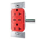 Legrand TR20USBPD65RED 20A 125V Red Commercial Usb Outlet Receptacle