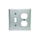Leviton 84005-40 Silver Combination Wallplate 2 Gangs