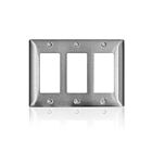 Leviton SL263 Stainless Steel C-Series 430 3G Standard 3-Decora Wallplate