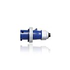 Leviton 320P6WLEVA 3W Blue Pin and Sleeve Plug With Screwless Clamp Assembly