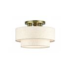 Livex Lighting 41944-01 Manorwood 3-Lights 40W Antique Brass Semi Flush Mount