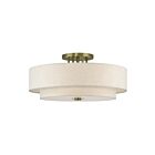 Livex Lighting 45849-01 Monroe 6-Lights 60W Antique Brass Semi Flush Mount