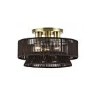 Livex Lighting 49146-01 Florell 3-Lights 40W Antique Brass Semi Flush Mount