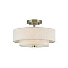 Livex Lighting 51083-01 Monroe 2-Lights 60W Antique Brass Semi Flush Mount