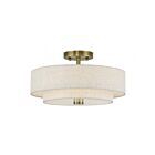 Livex Lighting 51084-01 Monroe 3-Lights 60W Antique Brass Semi Flush Mount