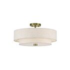 Livex Lighting 51085-01 Monroe 4-Lights 60W Antique Brass Semi Flush Mount