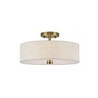 Livex Lighting 52135-01 Monroe 3-Lights 60W Antique Brass Semi Flush Mount