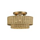 Livex Lighting 60047-48 Weavington 3-Lights 40W Antique Gold Leaf Semi Flush Mount