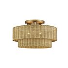 Livex Lighting 60048-48 Weavington 3-Lights 40W Antique Gold Leaf Semi Flush Mount