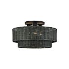 Livex Lighting 60110-04 Weavington 3-Lights 40W Black Semi Flush Mount