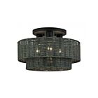 Livex Lighting 60118-04 Weavington 3-Lights 40W Black Semi Flush Mount