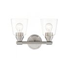 Livex Lighting 16782-91 Catania 2-Lights 120W Brushed Nickel Bath Vanity Light