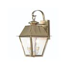 Livex Lighting 2165-01 2-Lights 120W Antique Brass Outdoor Wall Lantern