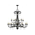 Livex Lighting 40870-04 Daphne 18-Lights 720W Black with Antique Brass Finish Accents Chandelier