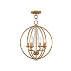 Livex Lighting 40914-48 Arabella 4-Lights 240W Antique Gold Leaf Convertible Semi Flush Mount or Chandelier