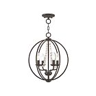 Livex Lighting 40914-92 Arabella 4-Lights 240W English Bronze Convertible Semi Flush Mount or Chandelier