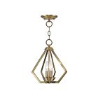 Livex Lighting 40922-01 Prism 2-Lights 120W Antique Brass Convertible Semi Flush Mount or Pendant