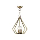 Livex Lighting 40923-01 Prism 3-Lights 180W Antique Brass Convertible Semi Flush Mount or Pendant