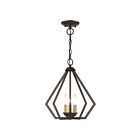 Livex Lighting Prism 40923-92 3-Lights 180W English Bronze with Antique Brass Finish Accents Semi Flush Mount
