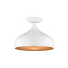 Livex Lighting Amador 41050-69 1-Light 40W Shiny White with Polished Chrome Accents Semi Flush Mount