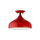 Livex Lighting 41050-72 1-Light 40W Shiny Red and Polished Chrome Semi Flush Mount