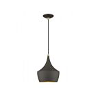 Livex Lighting 41186-07 Waldorf 1-Light 60W Bronze with Antique Brass Finish Accents Pendant