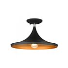 Livex Lighting Waldorf 41189-04 1-Light 60W Black with Brushed Nickel Finish Accents Semi Flush Mount