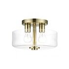 Livex Lighting 46122-01 2-Lights 80W Antique Brass Semi Flush Mount