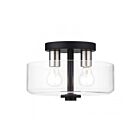 Livex Lighting 46122-04 2-Lights 80W Black and Brushed Nickel Semi Flush Mount