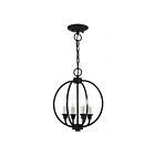 Livex Lighting 4664-04 Milania 4-Lights 240W Black with Brushed Nickel Accents Convertible Semi Flush Mount or Chandelier