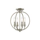 Livex Lighting 4664-91 Milania 4-Lights 240W Brushed Nickel Convertible Semi-Flush Mount or Pendant
