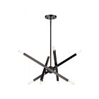 Livex Lighting 46844-91 Monaco 8-Lights 480W Brushed Nickel with Black Chrome Finish Accent Chandelier