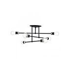 Livex Lighting 47178-04 6-Lights 240W Black and Brushed Nickel Semi Flush Mount