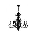 Livex Lighting 49066-68 Valencia 6-Lights 360W Shiny Black Chandelier