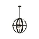 Livex Lighting 49646-14 Stoneridge 6-Lights 360W Textured Black with Brushed Nickel Accents Pendant
