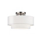 Livex Lighting 50305-91 3-Lights 120W Brushed Nickel Semi Flush Mount