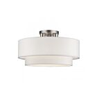 Livex Lighting 50306-91 3-Lights 120W Brushed Nickel Semi Flush Mount