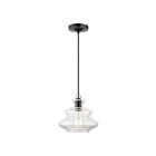 Livex Lighting 52831-68 Everett 1-Light 60W Shiny Black with Chrome Finish Accents Pendant